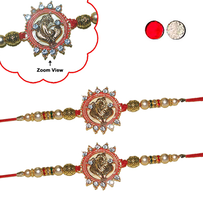 "Stone Studded Rakhi - SR-9340 A -code020- (2 RAKHIS) - Click here to View more details about this Product